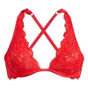 NWT $118 2-PC Lingerie SET 2Timer Lace Bra 28-36D & Chase Me Panty Red MEDIUM